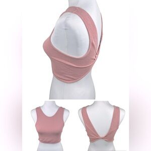 Double Zero Pink Twist Back Seamless Robbed Crop Tank Top Size Medium